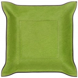 Taschenleerer quadratisch Fellleder grün