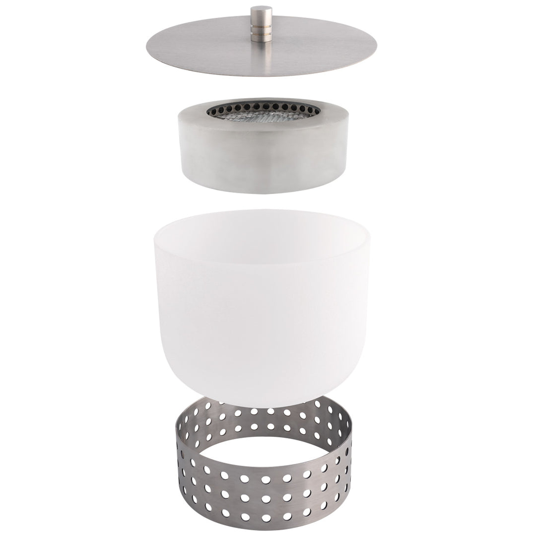 QFlame Quarzglas Tischfeuerschale QTable Edelstahl 20cm Einzelteile