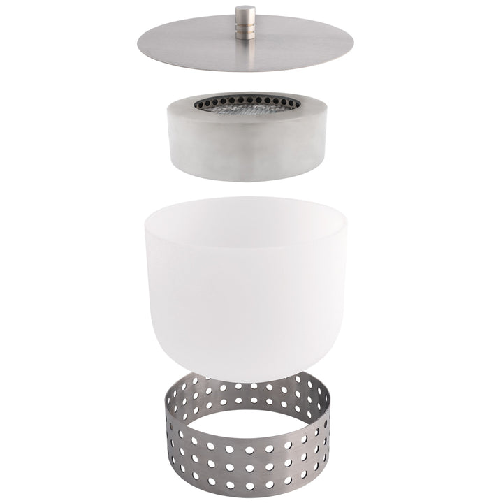 QFlame Quarzglas Tischfeuerschale QTable Edelstahl 20cm Einzelteile