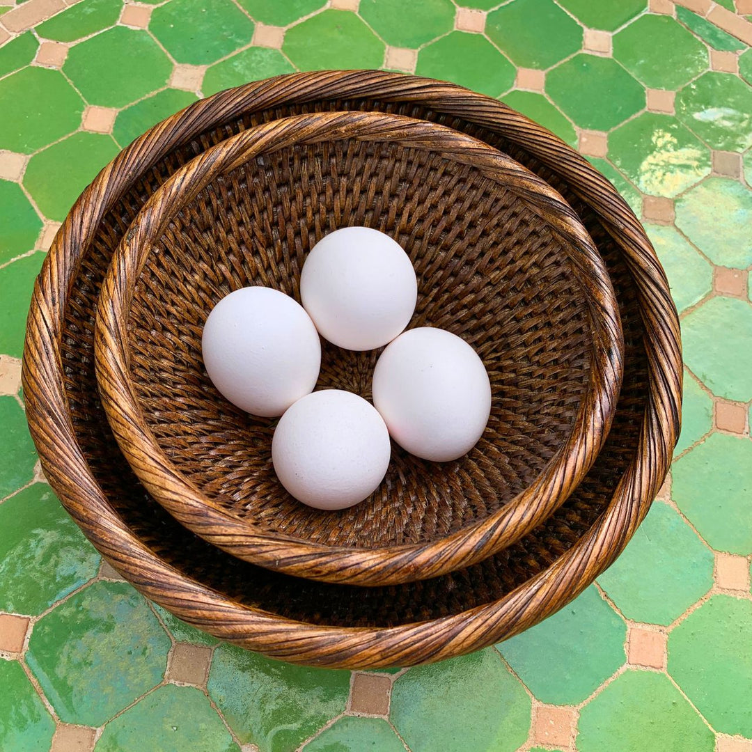 Fiolini Rattan Schale Rund 2er-Set Dark Mokka