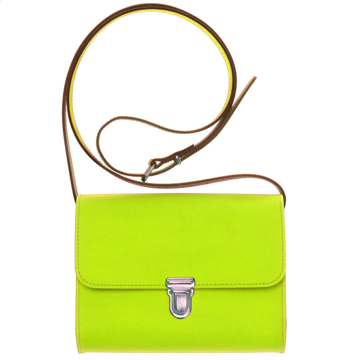 Papoutsi Brottasche Leder Neongelb