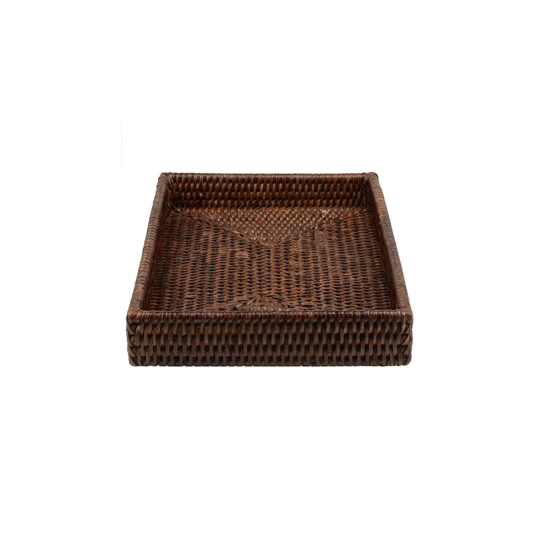 Fiolini Rattan Dekotablett Rechteckig Klein Dark Mokka