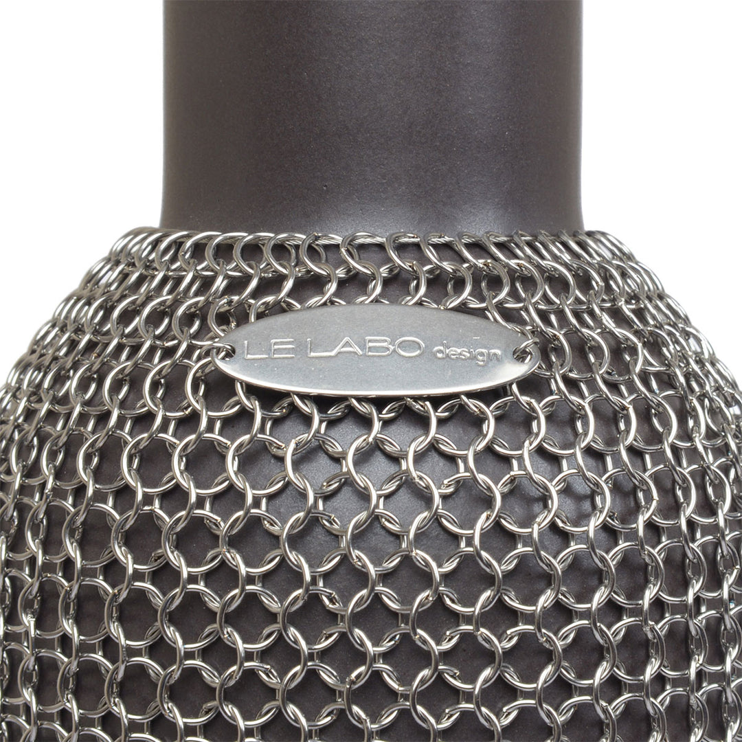 LE LABO Design Dekovase Grau mit Kettengeflecht