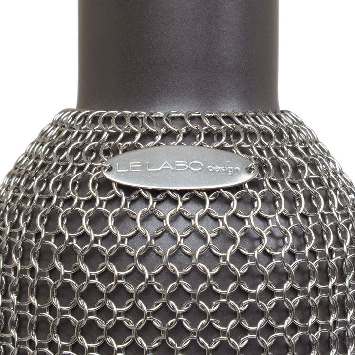 LE LABO Design Dekovase Grau mit Kettengeflecht