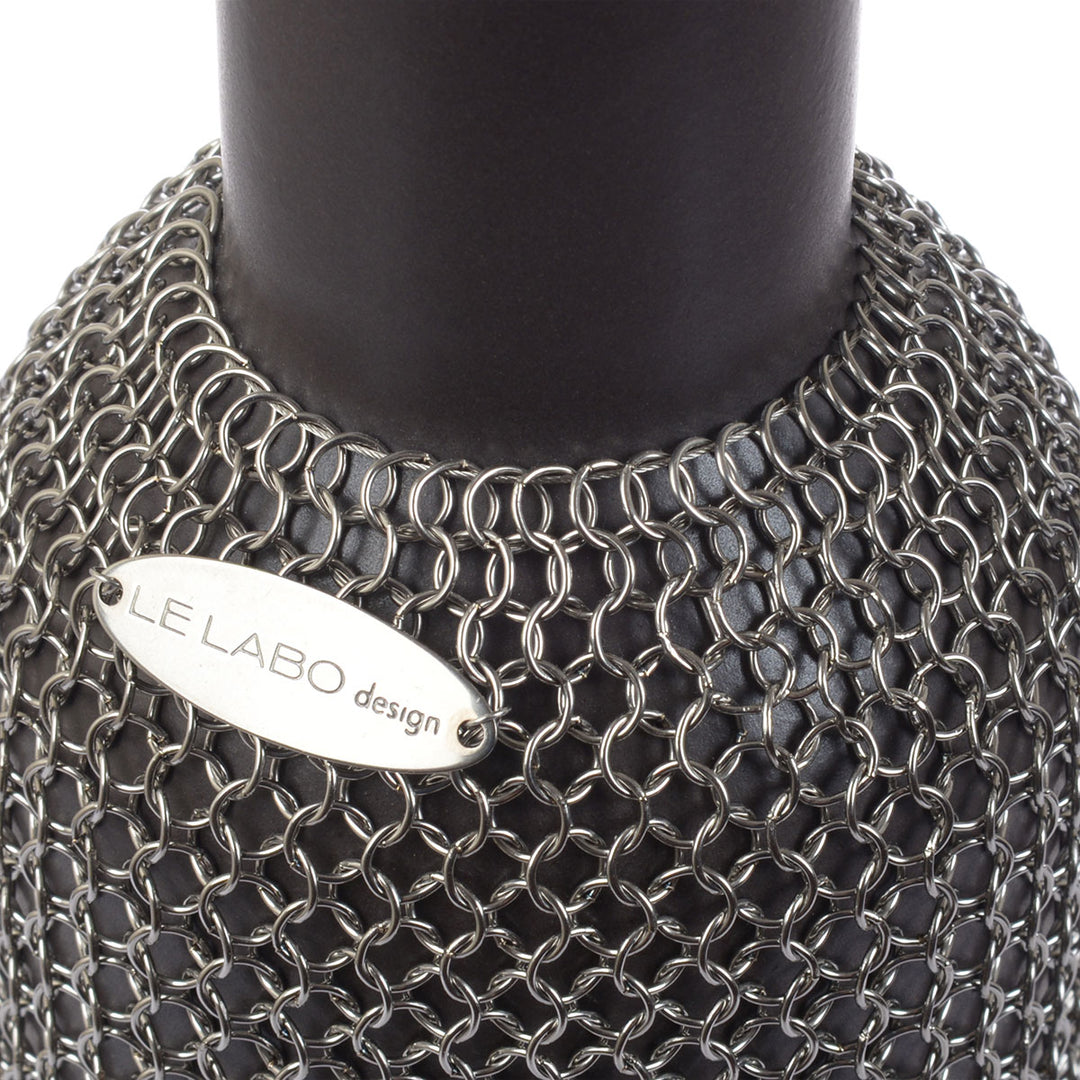 LE LABO Design Dekovase Grau mit Kettengeflecht