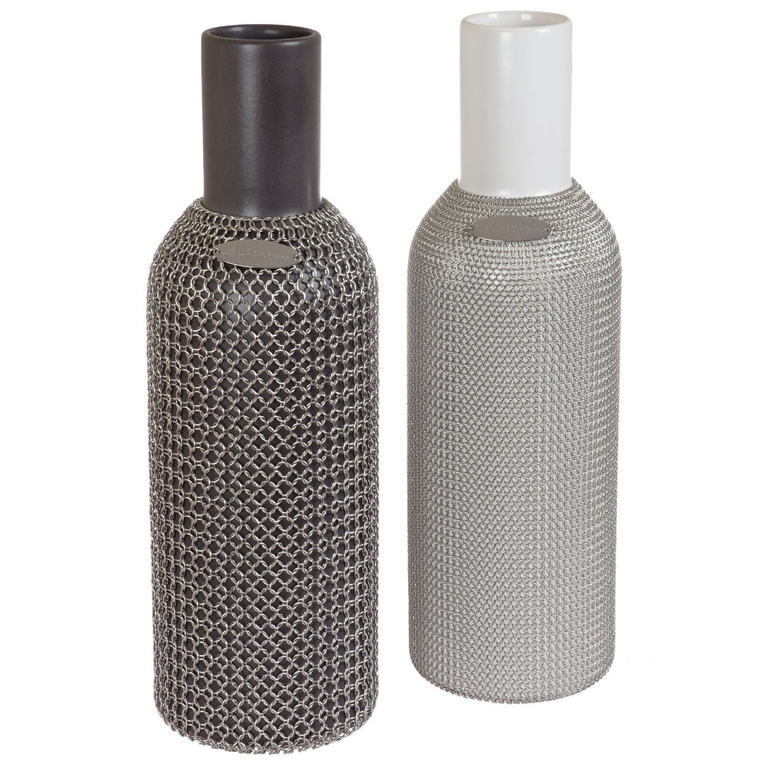 LE LABO Design Dekovase Grau mit Kettengeflecht