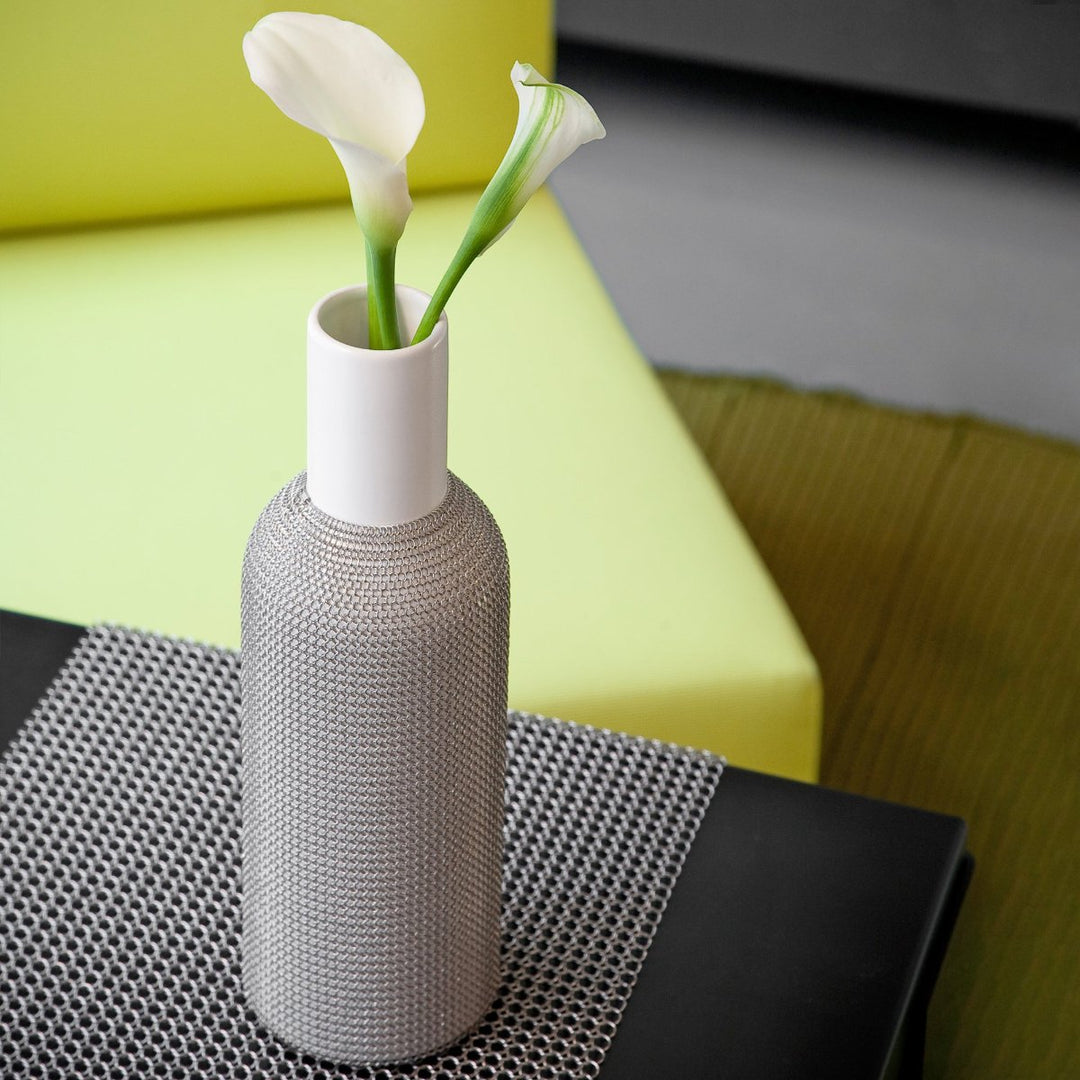 LE LABO Design Dekovase Grau mit Kettengeflecht