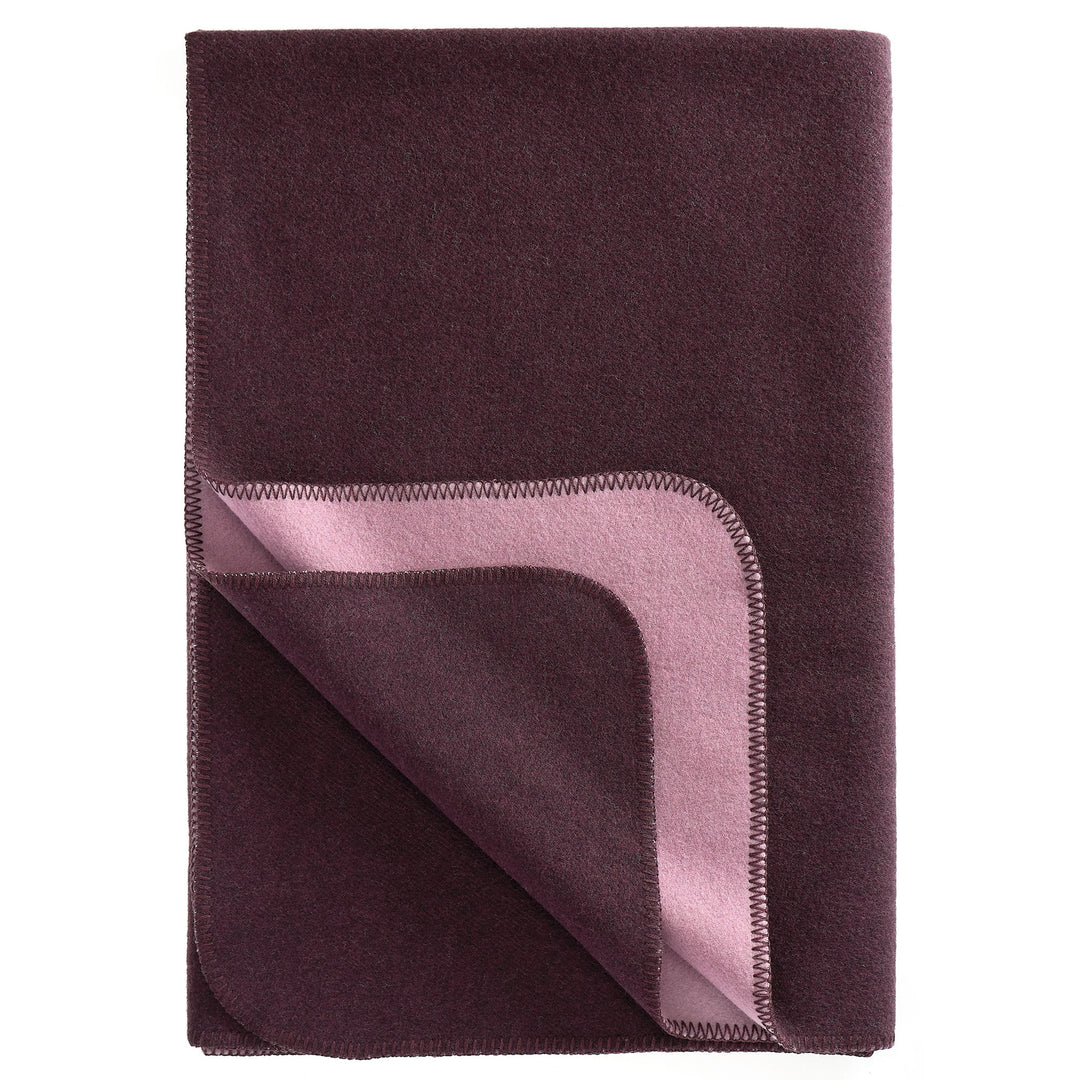 Eagle Products Doubleface Wolldecke DUO aus 100 % Schurwolle mit zwei verschiedenfarbigen Seiten und Kammstich mauve/dunkelbordeaux
