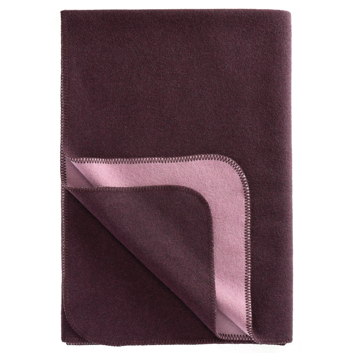 Eagle Products Doubleface Wolldecke DUO aus 100 % Schurwolle mit zwei verschiedenfarbigen Seiten und Kammstich mauve/dunkelbordeaux
