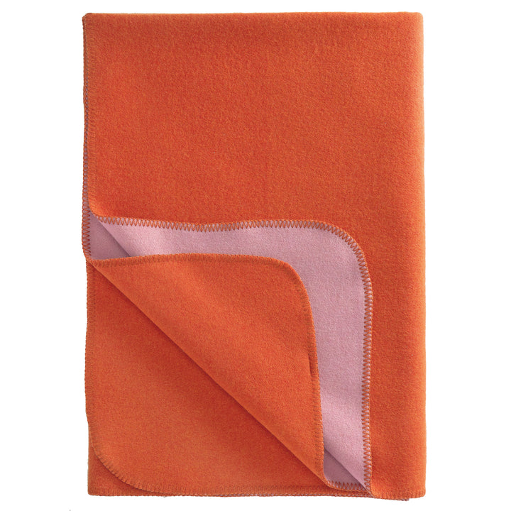 Eagle Products Doubleface Wolldecke DUO aus 100 % Schurwolle mit zwei verschiedenfarbigen Seiten und Kammstich mauve/orange