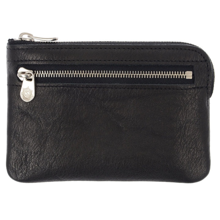 Sonnenleder Geldbörse Monteverdi A Schwarz Vorderseite mit Reißverschluss