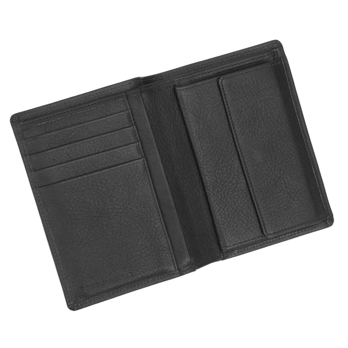 Sonnenleder Geldbörse Rhein Schwarz geöffnet