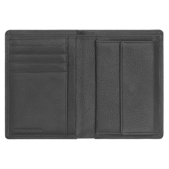 Sonnenleder Geldbörse Rhein Schwarz geöffnet