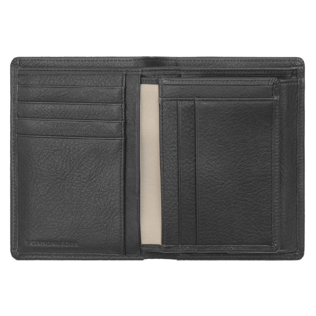 Sonnenleder Geldbörse Rhein Schwarz geöffnet