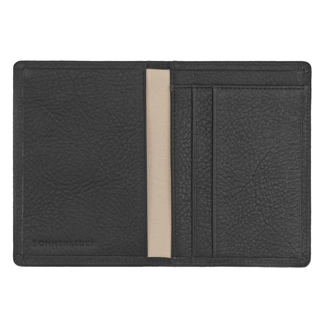 Sonnenleder Geldbörse Rhein Schwarz geöffnet