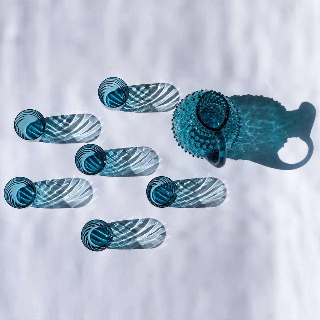 KLIMCHI Hobnail Glaskrug Kristall 2 Liter Aquamarin