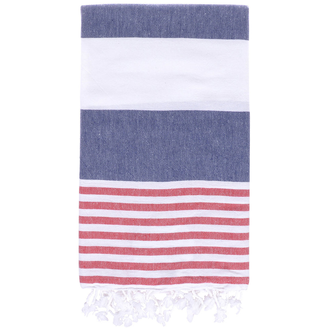 Vaca Vaca Hamamtuch Perth Marineblau/Rot