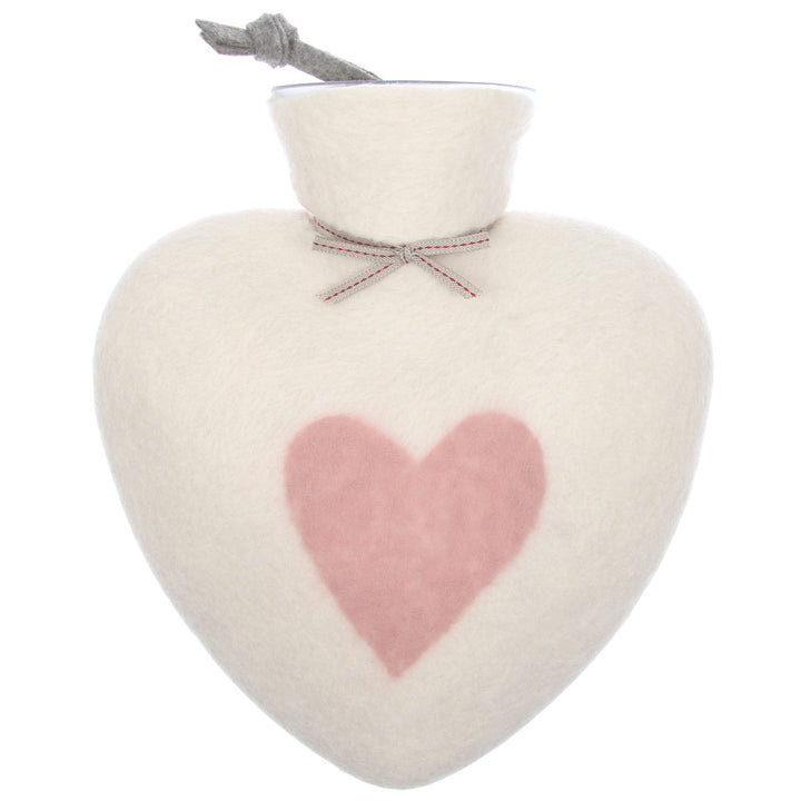 Dorothee Lehnen Herzwärmflasche Weiß Herzmotiv Dusty Rose