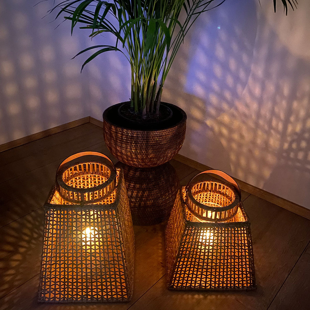 Fiolini Rattan Laterne Soho Eckig Natur