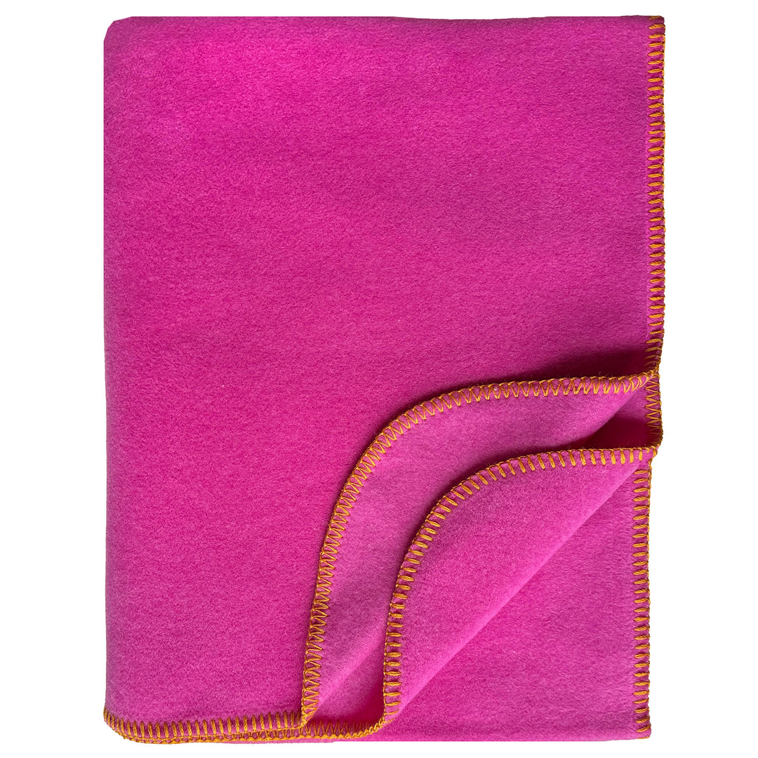 Eagle Products Fleecedecke LISSY 160 × 200 cm fuchsia mit farbiger Kontrastnaht in gold