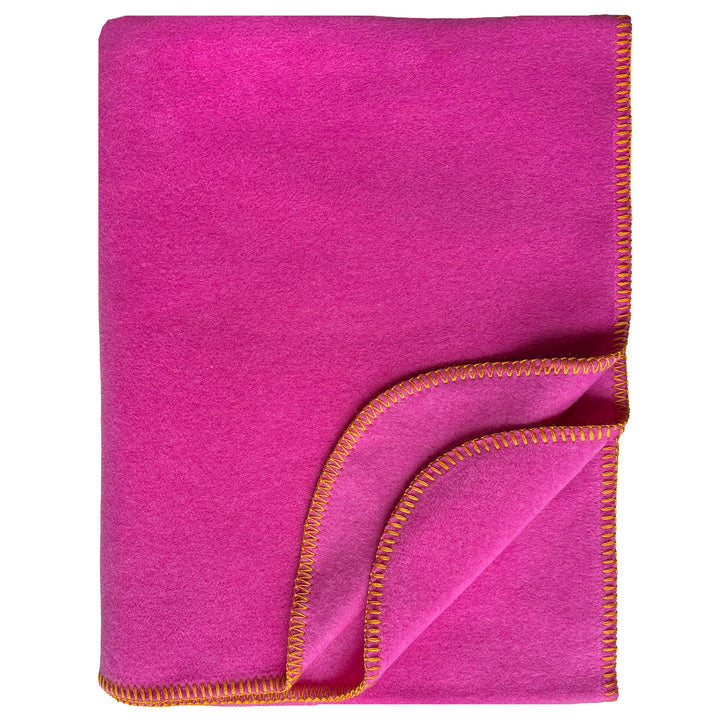Eagle Products Fleecedecke LISSY 160 × 200 cm fuchsia mit farbiger Kontrastnaht in gold