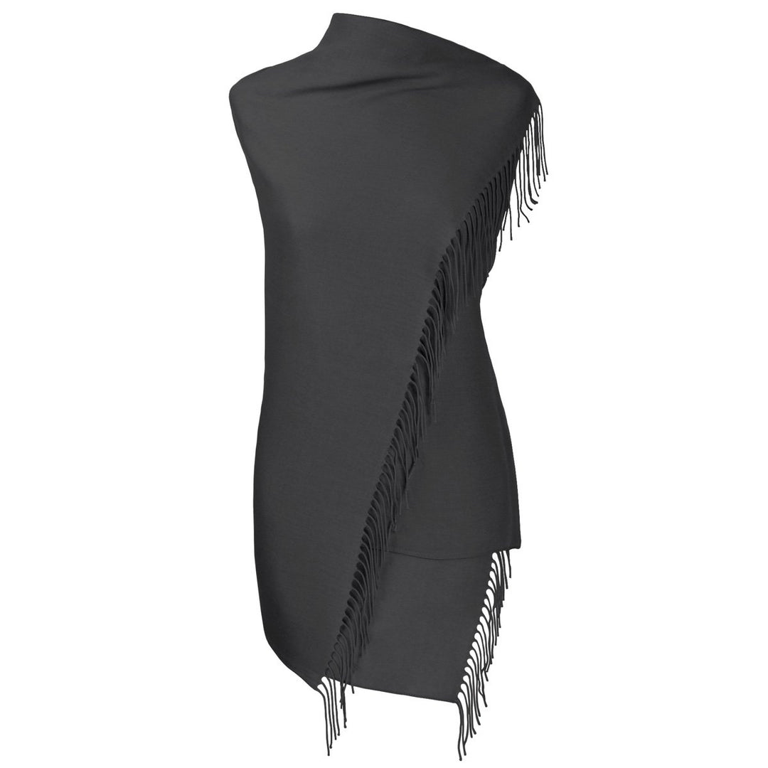 Pashmina Schal dunkelgrau mit gedrehten Fransen