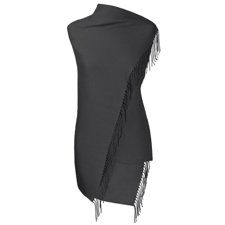 Pashmina Schal dunkelgrau mit gedrehten Fransen
