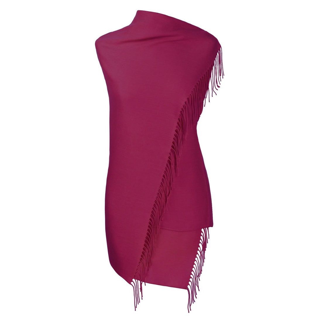 Pashmina Schal fuchsia mit gedrehten Fransen