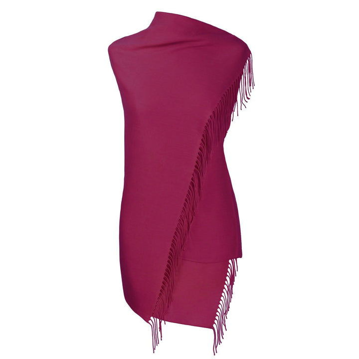 Pashmina Schal fuchsia mit gedrehten Fransen
