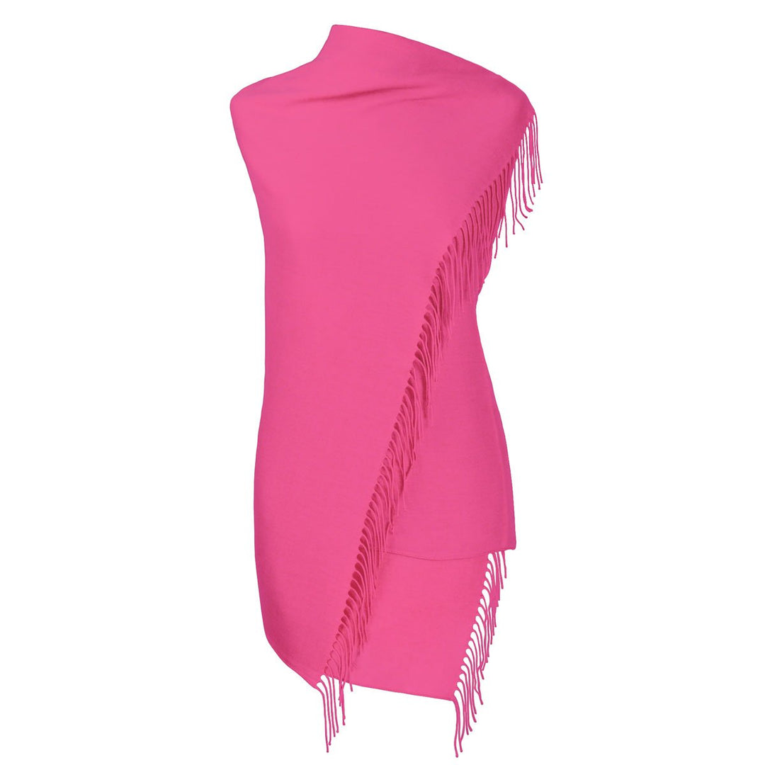 Pashmina Schal pink mit gedrehten Fransen