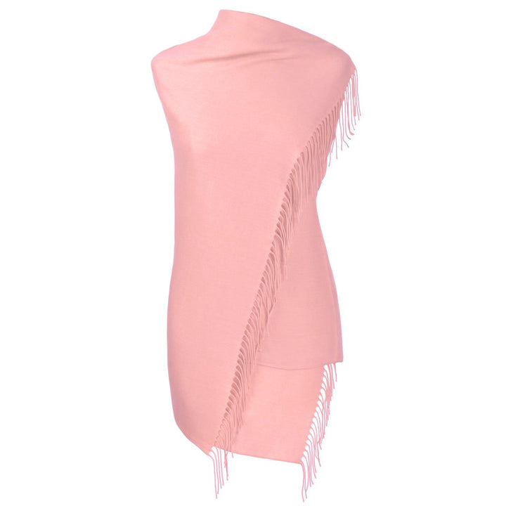Pashmina Schal rosa mit gedrehten Fransen