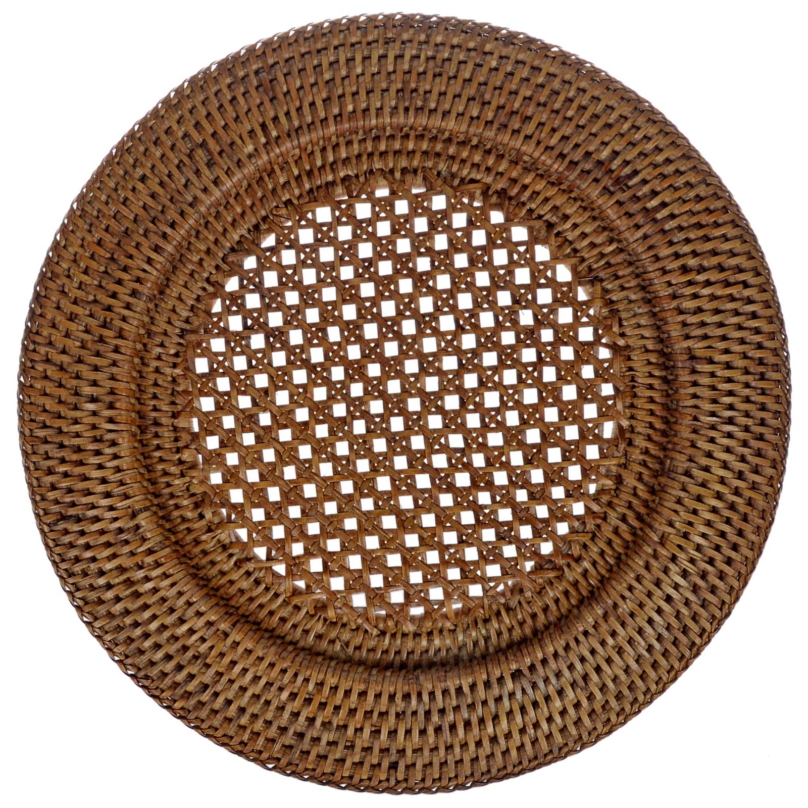 Rattan Tischset rund – Platzteller Ø 32 cm braun fiolini