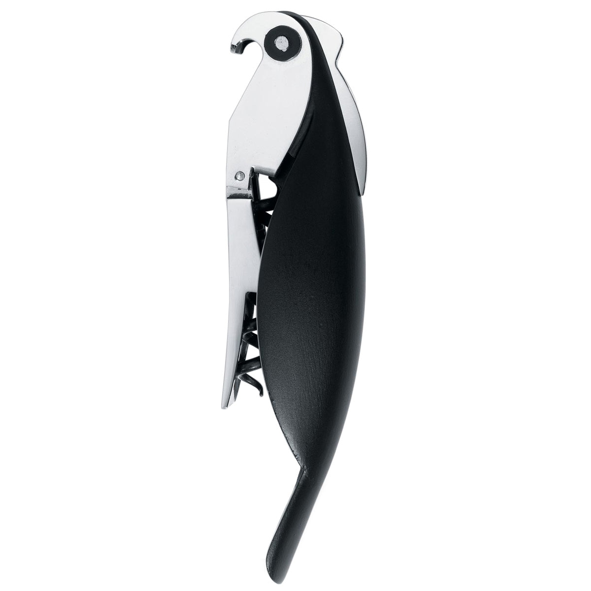 Alessi Sommelier Parrot Schwarz in Form eines Papagei