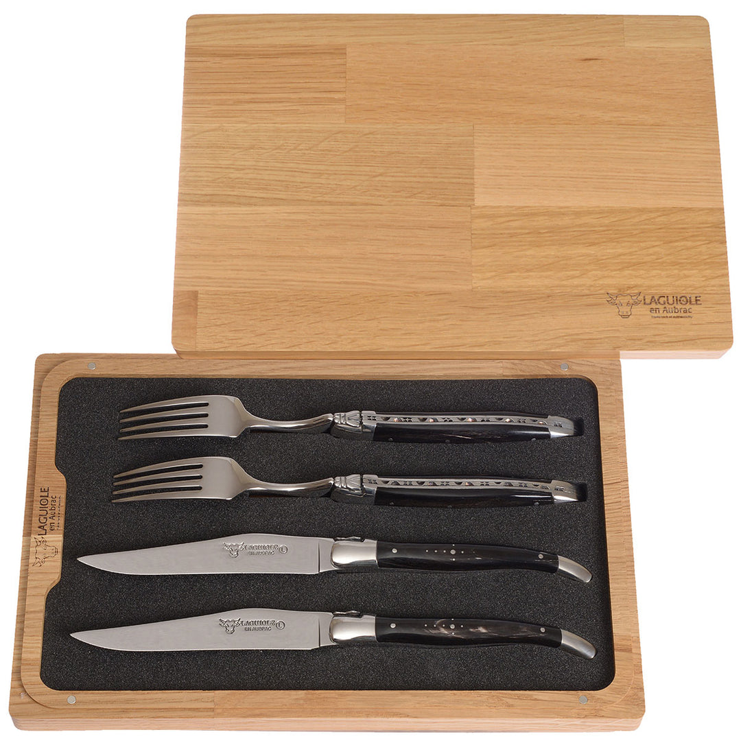 LAGUIOLE en Aubrac Steakbesteck Büffelhorn Schwarz