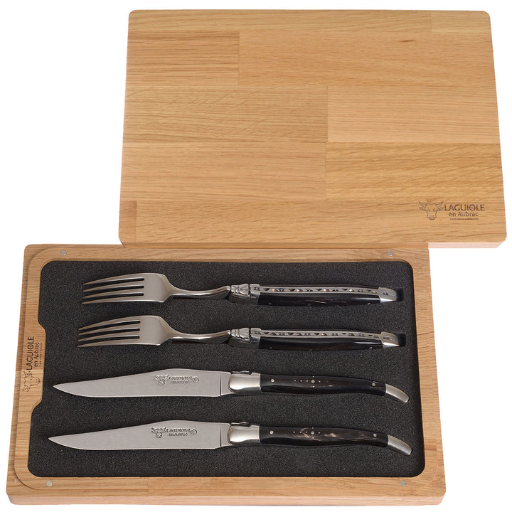 LAGUIOLE en Aubrac Steakbesteck Büffelhorn Schwarz