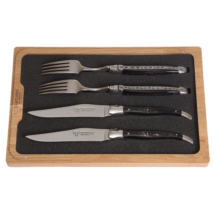 LAGUIOLE en Aubrac Steakbesteck Büffelhorn Schwarz