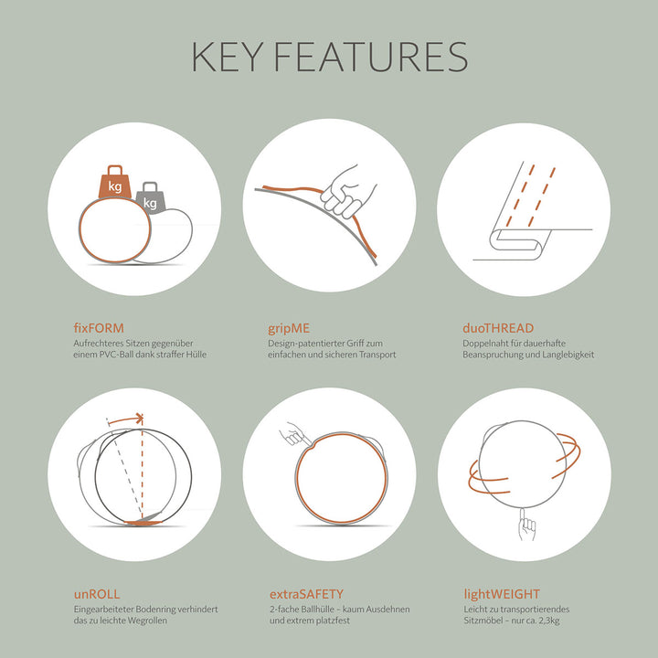 VLUV Sitzball VEEL Cognacbraun