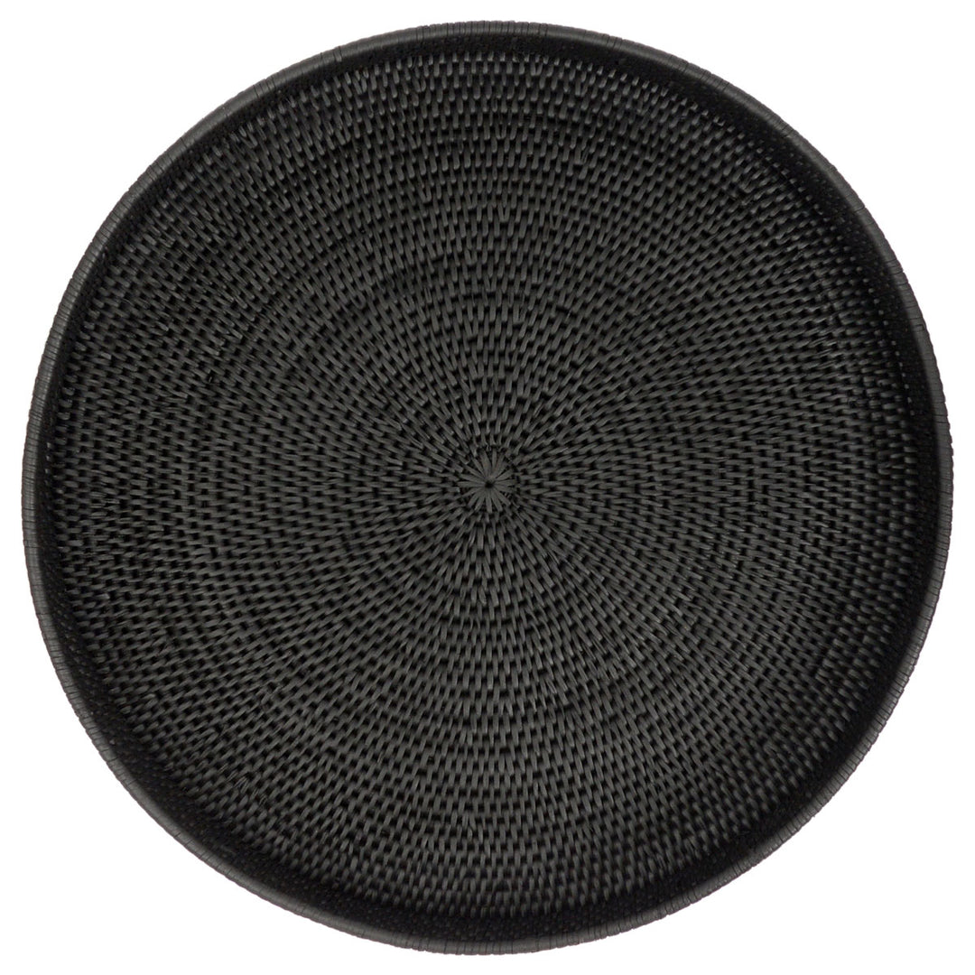 Fiolini Rattan Tablett Rund Schwarz