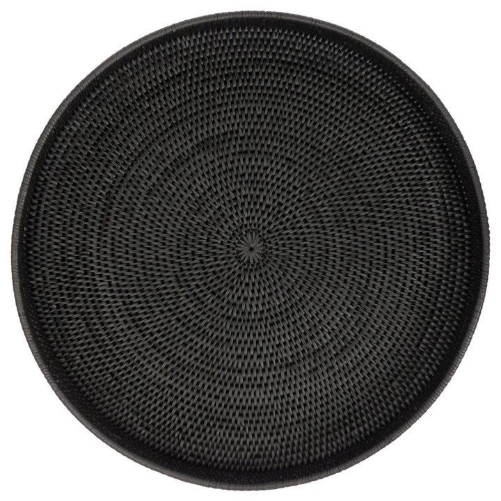 Fiolini Rattan Tablett Rund Schwarz