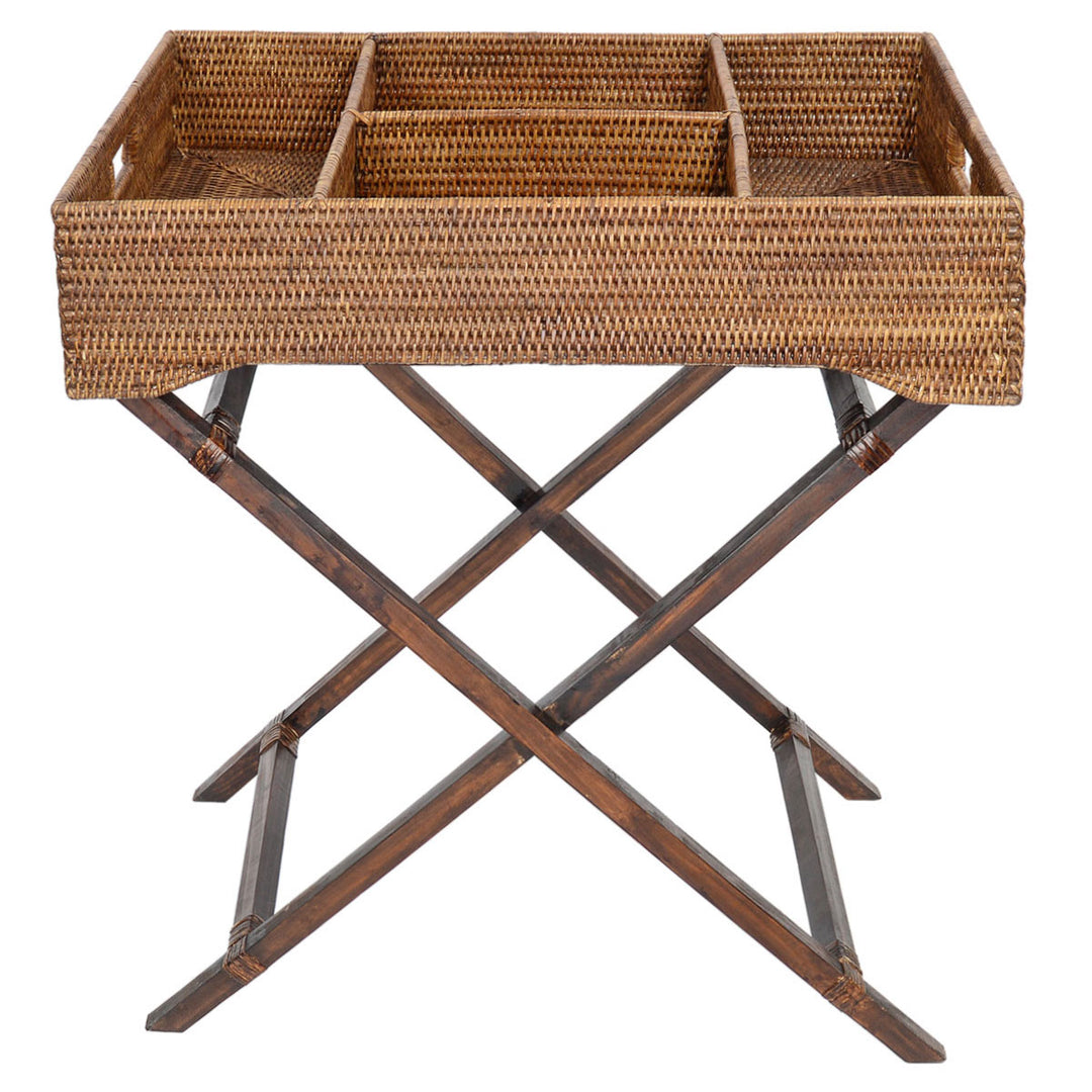 Fiolini Bar-Tabletttisch Rattan Antique Brown