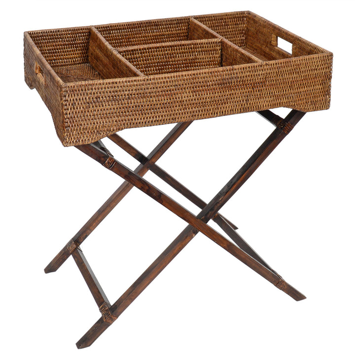 Fiolini Bar-Tabletttisch Rattan Antique Brown