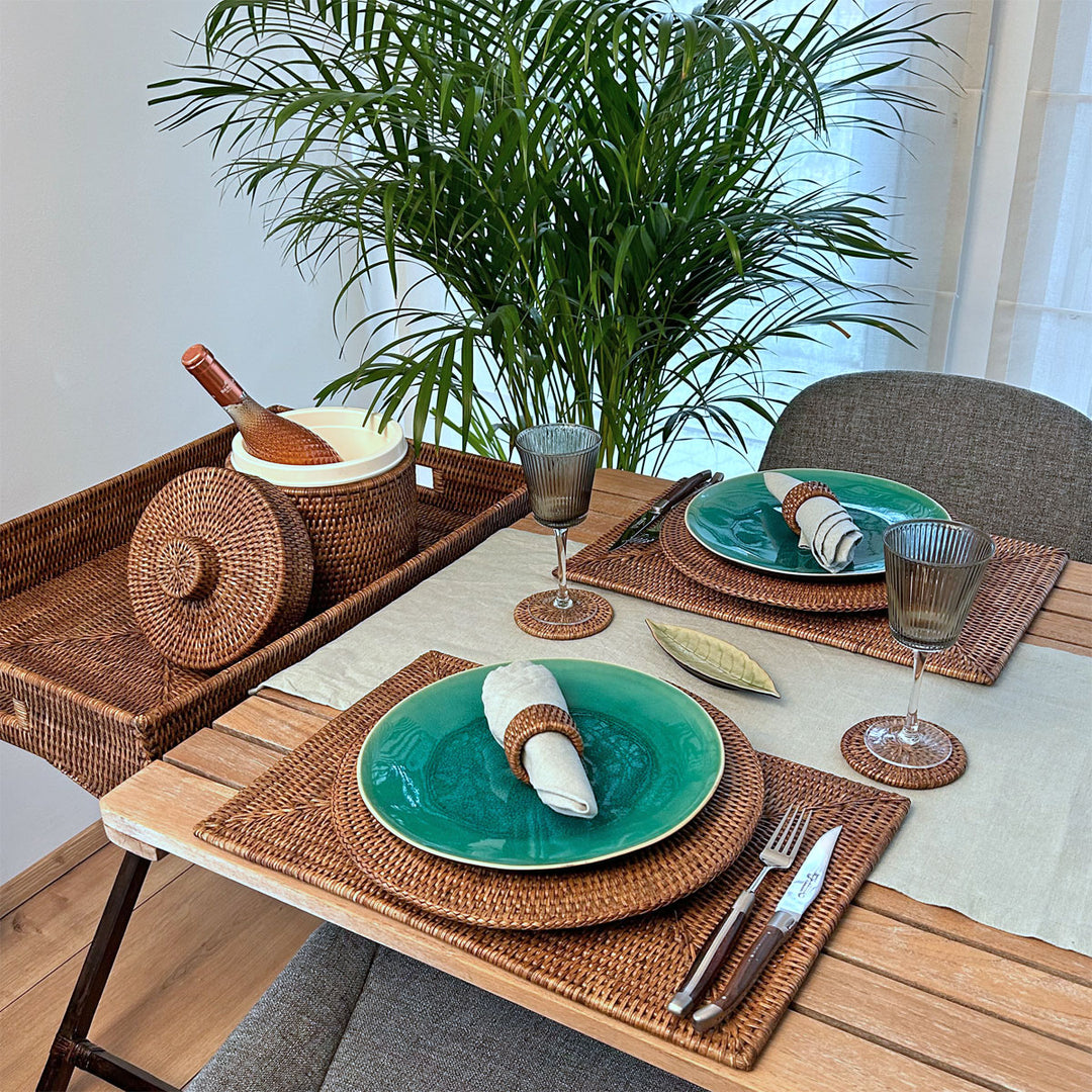 Fiolini Tabletttisch Rattan Antique Brown