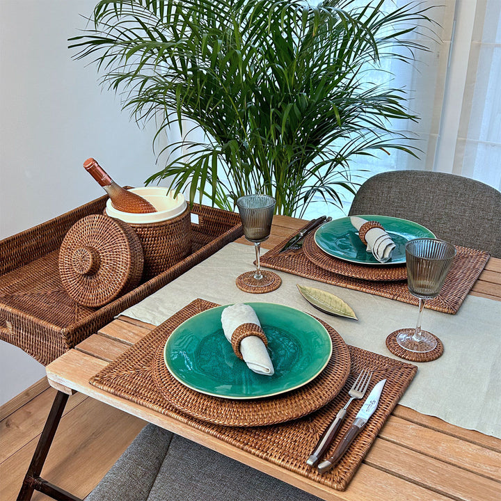 Fiolini Tabletttisch Rattan Antique Brown