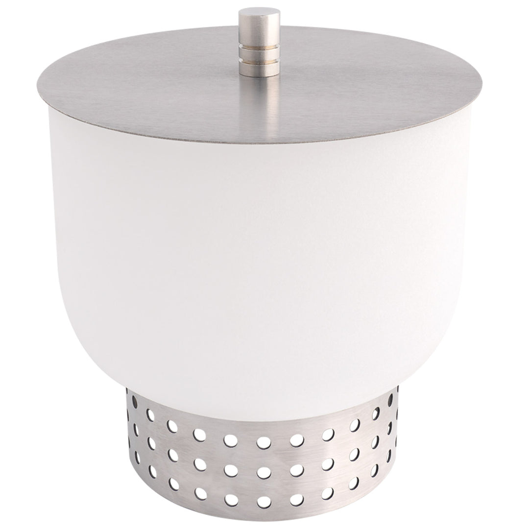 QFlame Quarzglas Tischfeuerschale QTable Edelstahl 20cm mit Deckel