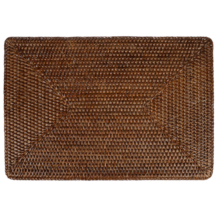 Fiolini Tischset Rattan Rechteckig 46x31 cm mit geflochtenem Rand