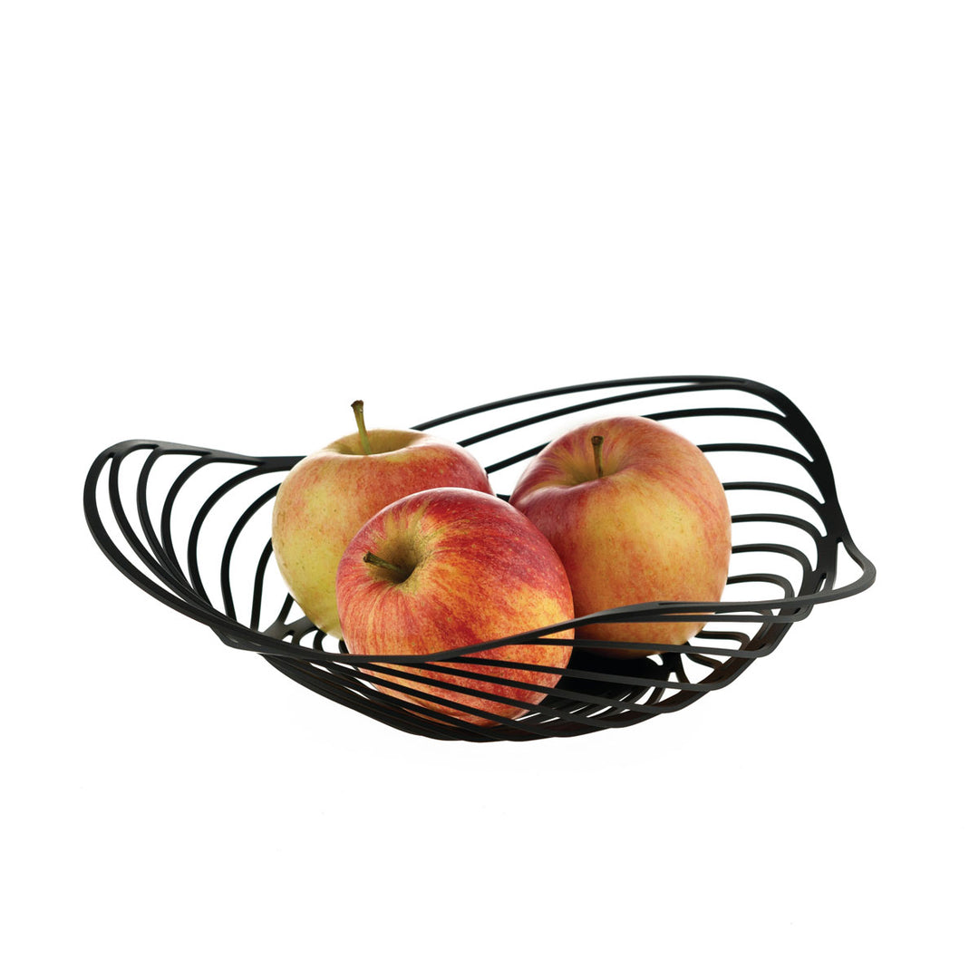 Alessi Trinity Schale Schwarz rund 33 cm mit 3 Äpfeln