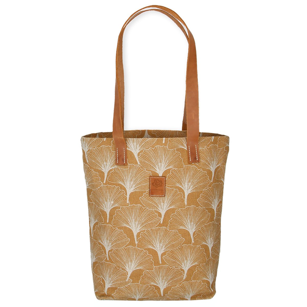 Umhängetasche Gingko-Bag gelb mit langen Lederhenkeln von Dorothee Lehnen 