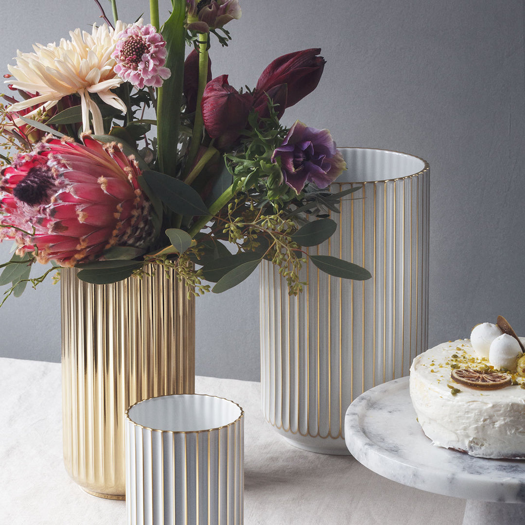 Lyngby Vase Porzellan Gold