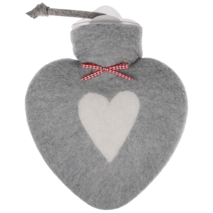 Dorothee Lehnen Herzwärmflasche Grau Herzmotiv Weiß
