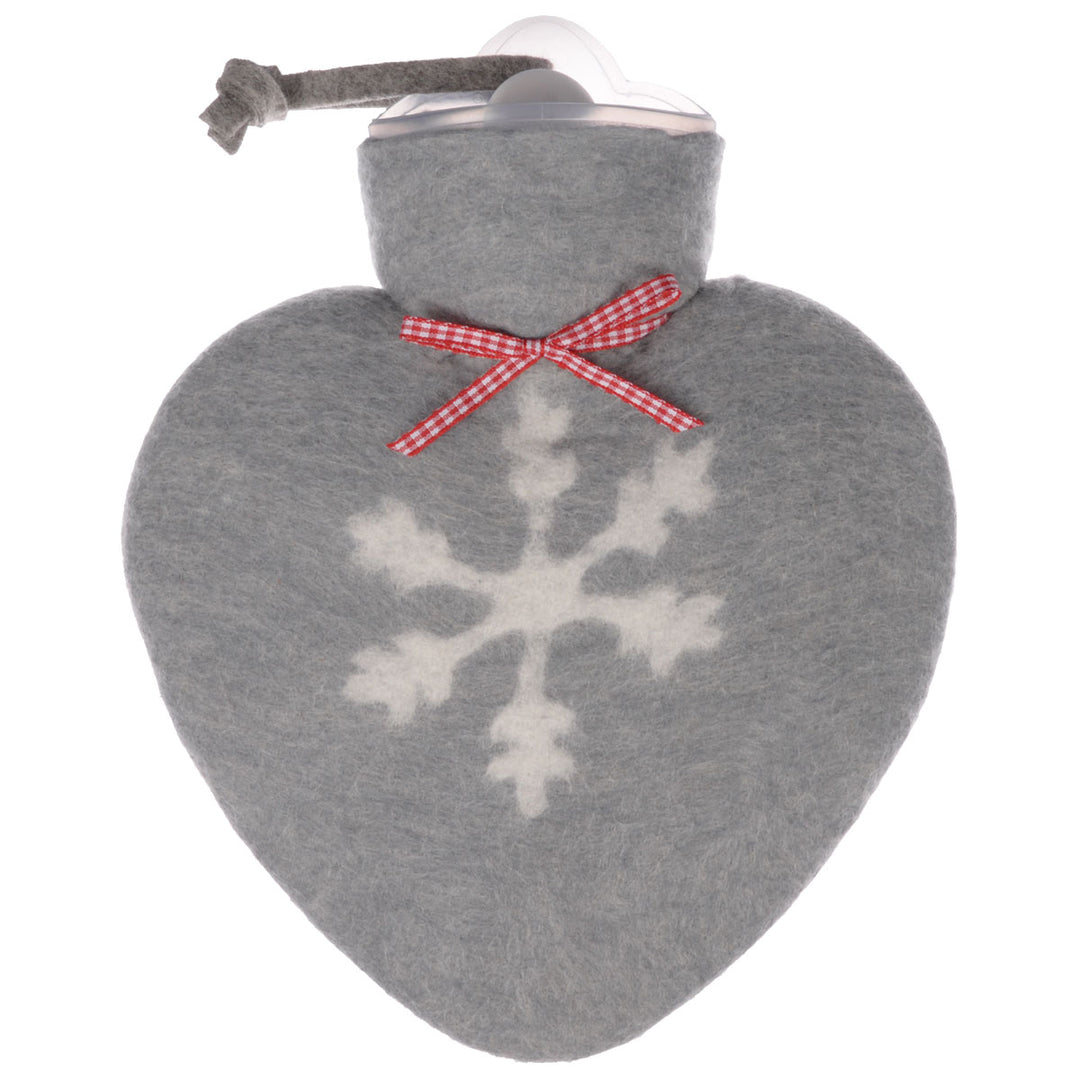 Dorothee Lehnen Herzwärmflasche Grau Schneeflockenmotiv Weiß